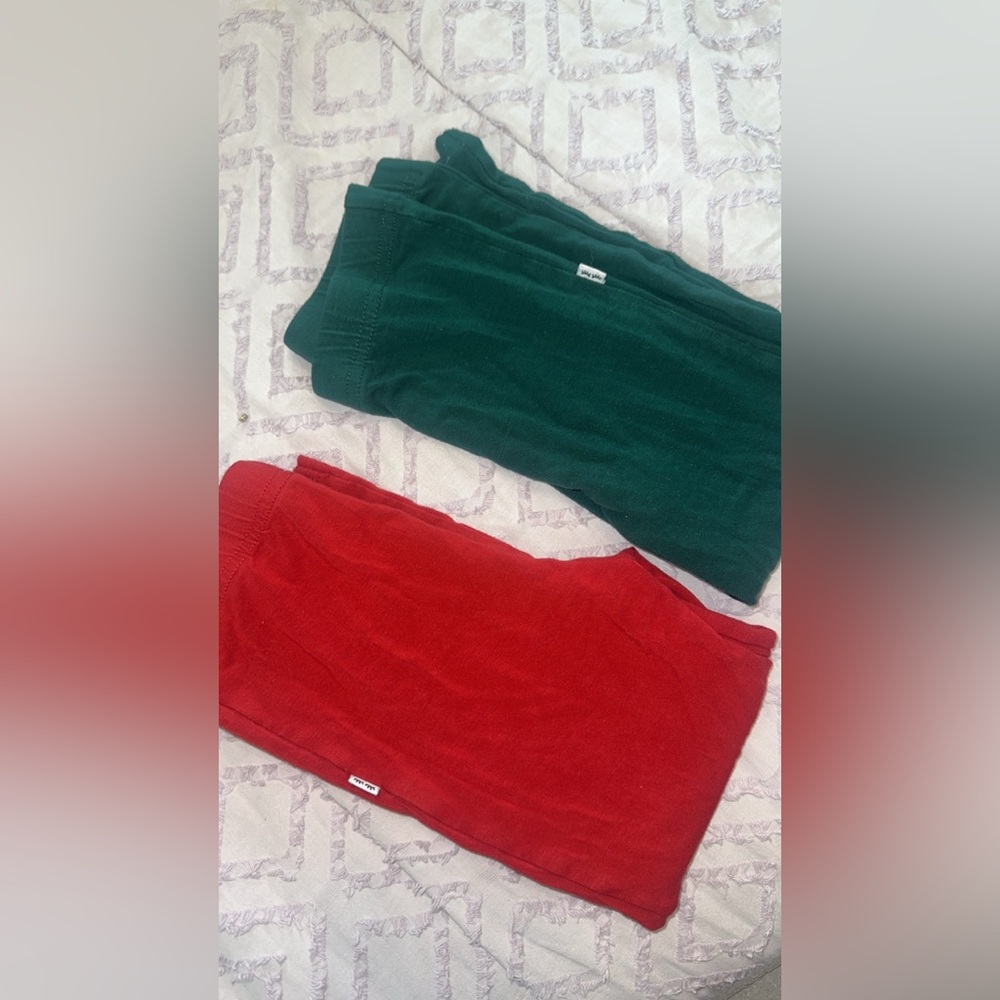 Little Sleepies Red and Green Kids Leggings